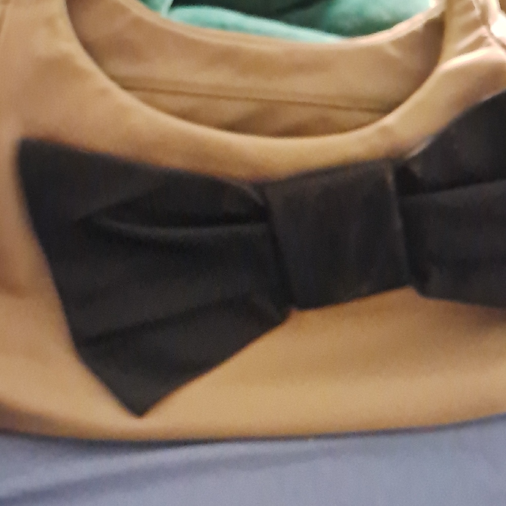 Kate Spade Tan Handbag with Black Bow Accent